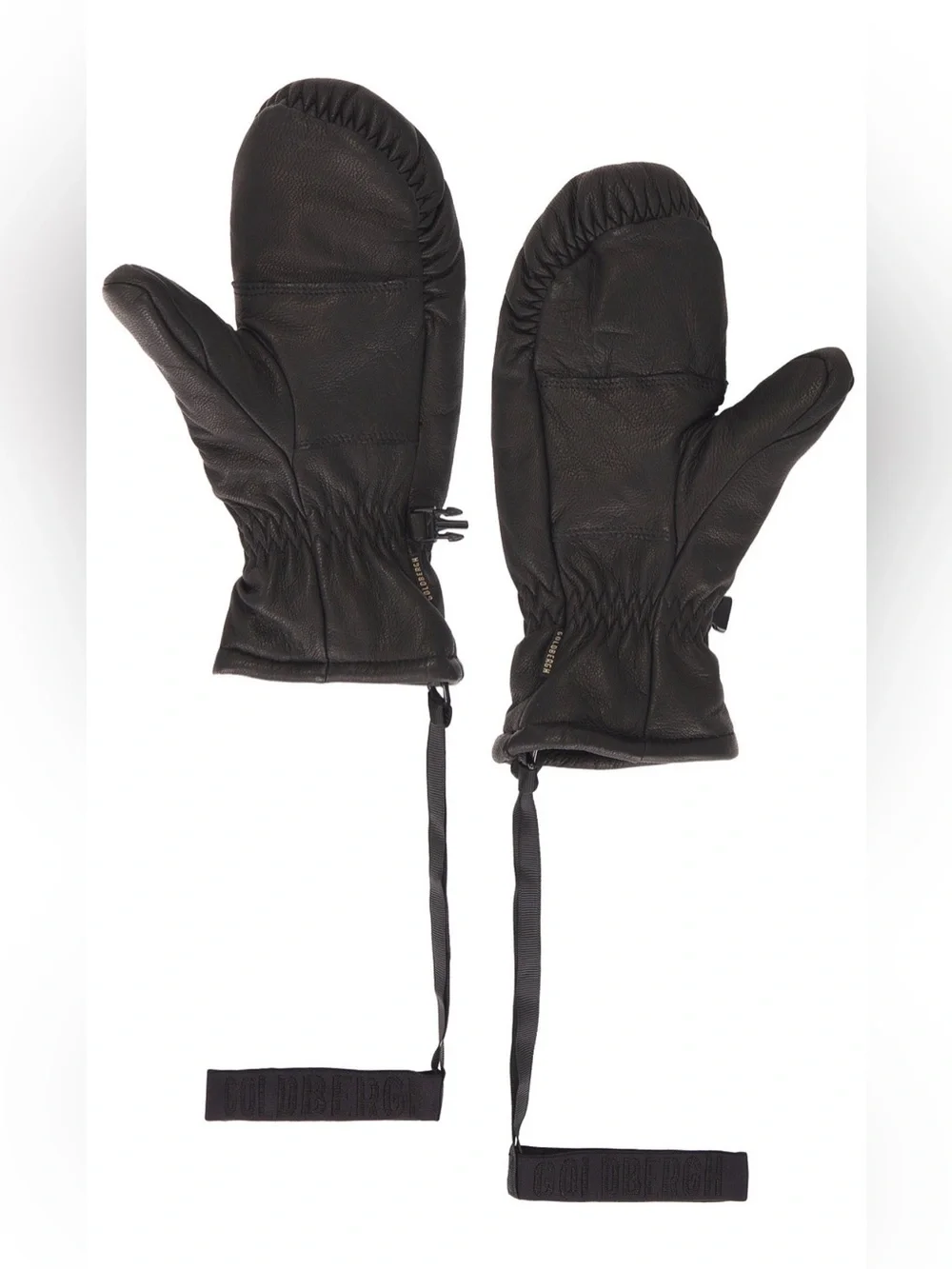 Goldbergh Ski Bello Leather Mittens Black Leather with White Logo NWT Size 7.5
